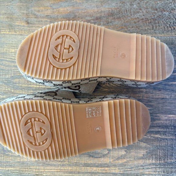 Gucci Brown/Tan GG Monogram Platform Slide Sandals size 38 - Picture 6 of 6